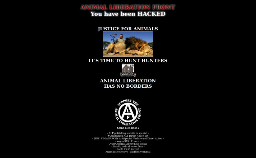 Hackeado el sitio web de caza por el Frente de Liberación Animal
